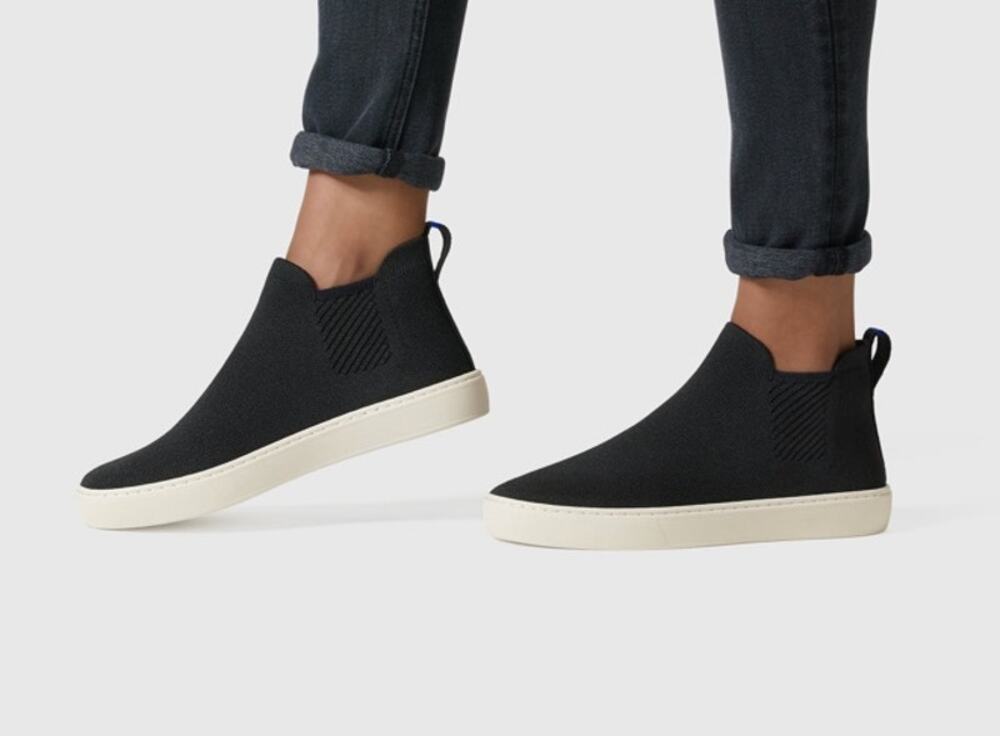 Rothy's Black + Black Chelsea Slide On High Top Slip On Sneaker Size 9.5